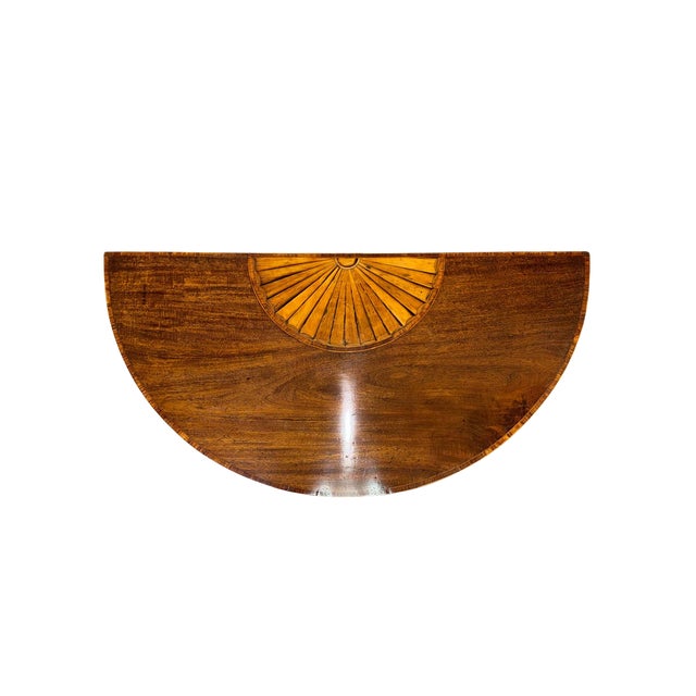 English George III Demilune Fold-Over Table With Fan Inlay, Circa 1780 For Sale - Image 4 of 7