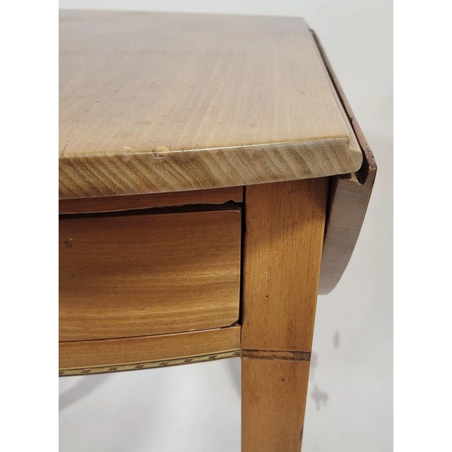 Antique American English 20th C Inlaid Mahogany Bronze Drop Leaf Pembroke Table For Sale - Image 9 of 12