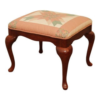 Vintage Cherry Queen Anne Style Stool For Sale
