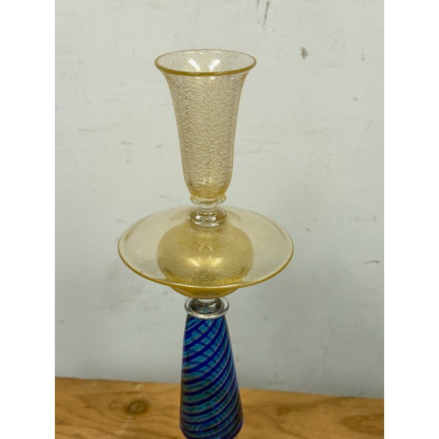 La Fenice Murano Glass Filigrana Candle Holders, Pair For Sale - Image 9 of 13