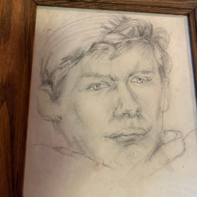 1950’s original male portrait pencil drawing, unfinished. Measures 8x10 or approximately 11x13 framed. Check out my shop...