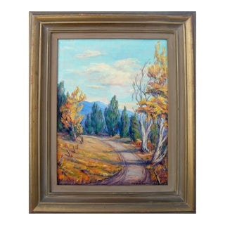 Mid 20th Century "The High Road" Forest Landscape Oil Painting by Myrtle Sue Redford, Framed For Sale