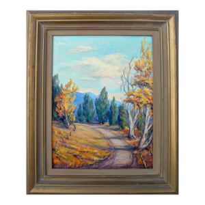 Mid 20th Century "The High Road" Forest Landscape Oil Painting by Myrtle Sue Redford, Framed
