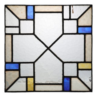 Art Deco Leaded Glass Panel with Geometric Cross Motif, Belgium, 1920 For Sale