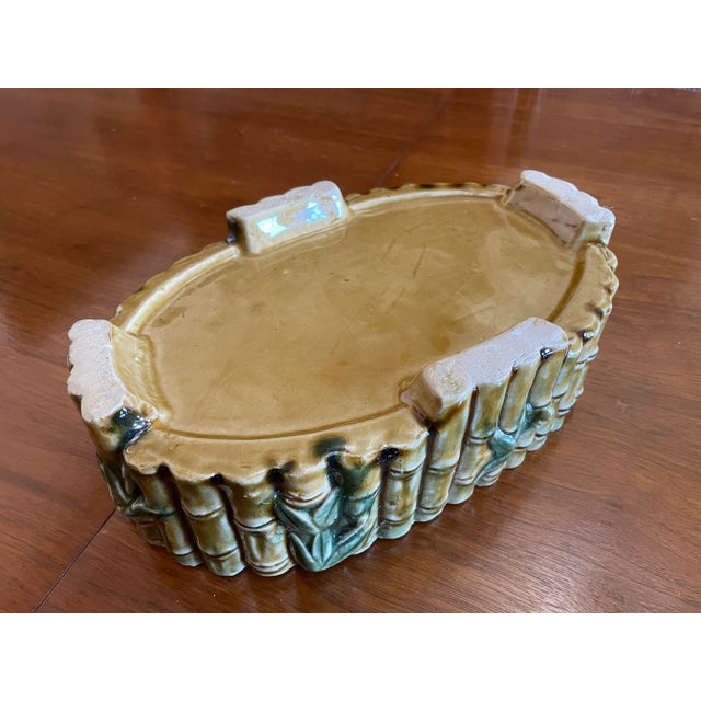 Mid-Century Bamboo Ceramic Planter For Sale - Image 4 of 10