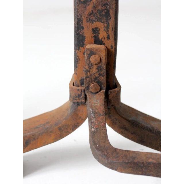 Black Antique Wrought Iron Andirons For Sale - Image 8 of 11