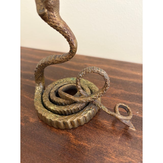Pair of French Art Deco Brass Serpent Candle Holders, Circa 1920s For Sale - Image 9 of 14