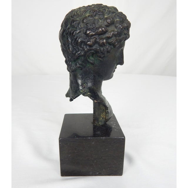Metal Vintage Roman Style Bronze Bust "Roman Head of a Youth" For Sale - Image 7 of 12