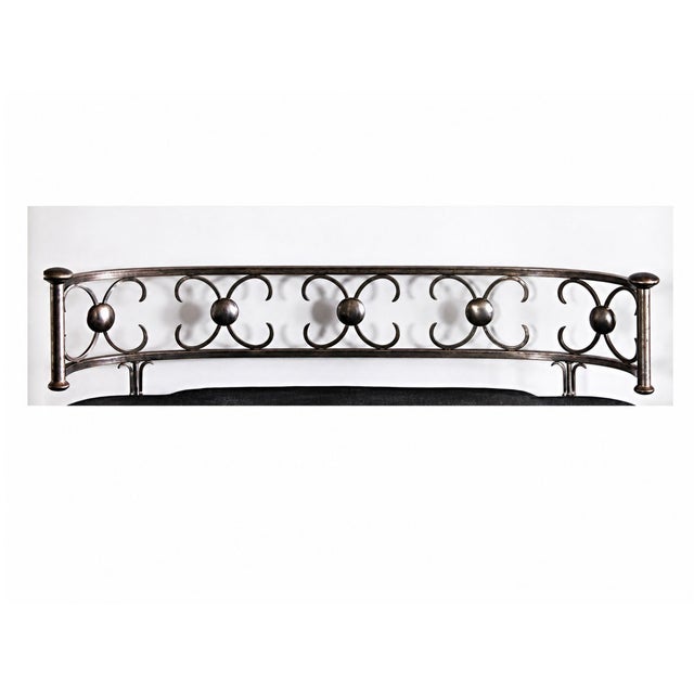 Black Dramatically Elegant... Early 20th C. French Hand-Forged Iron & Black Cowhide Scroll Arm Settee For Sale - Image 8 of 9