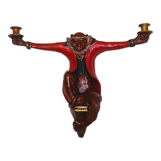 Vintage Bearded Snow Monkey Wall Candle Holder by Bill Huebbe For Sale