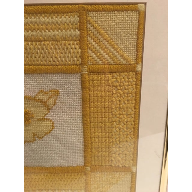 Contemporary Vintage Yellow Needlepoint Sampler, Framed For Sale - Image 3 of 7