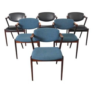 Set of Six Attributed to Kai Kristiansen Model 42 Dining Chairs in Rosewood For Sale