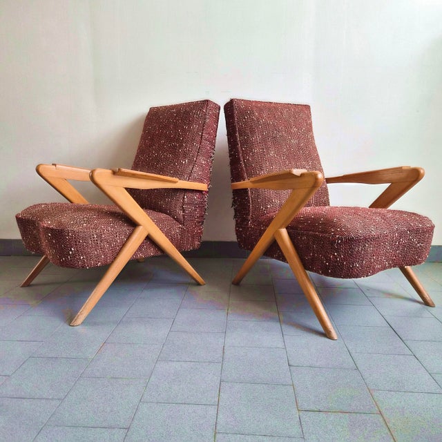 Mid-Century Modern French Compass Feet Chairs in Beech from Erton, 1950s, Set of 2 For Sale - Image 15 of 15