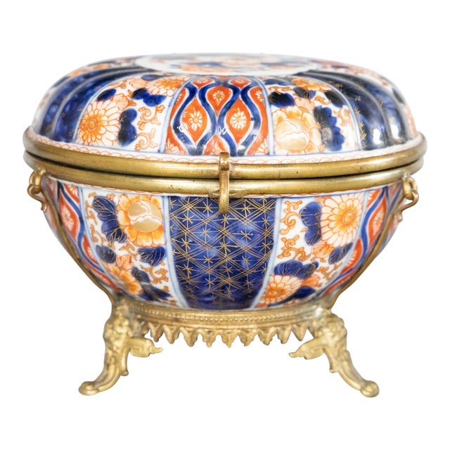 19th Century Imari Porcelain Lidded Bowl Jewelry Box For Sale
