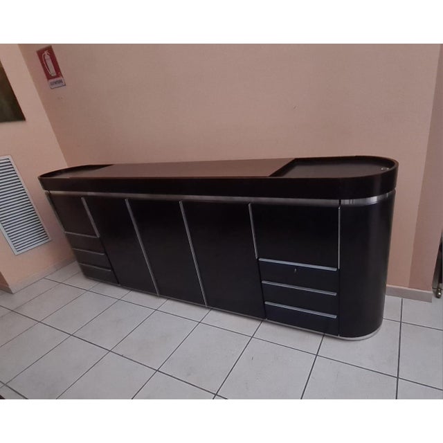 Round Sideboard in Wood and Steel, 1980s For Sale - Image 6 of 16