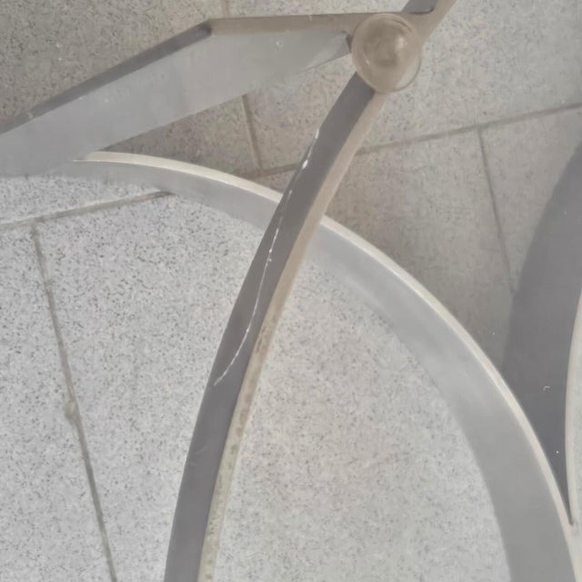 Vintage Coffee Table in Brushed Steel and Smoked Glass, 1970s For Sale - Image 9 of 14