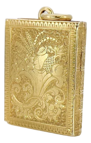 Victorian Book Locket, Antique, 18k
