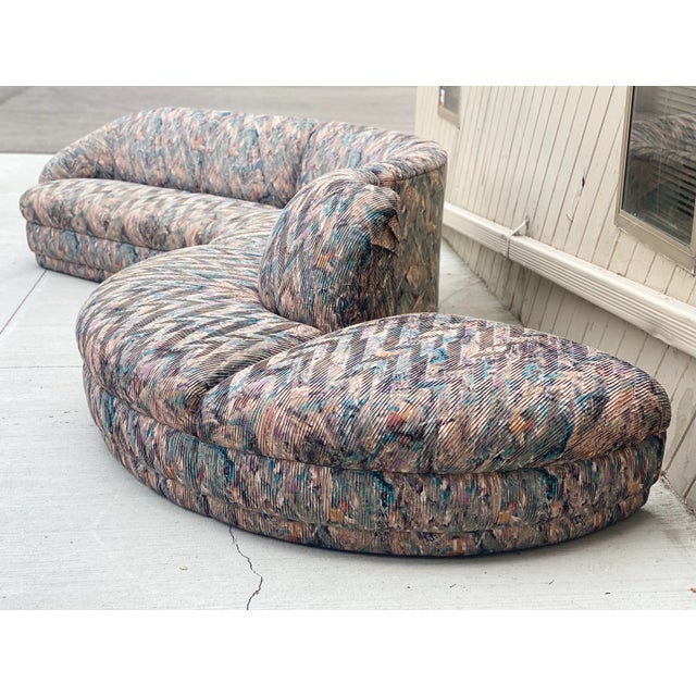 Blue 1980s Vladimir Kagan Style Weiman Curved Four-Piece Sectional For Sale - Image 8 of 12