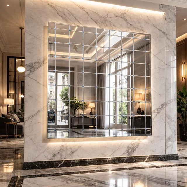 Belcanto Silver Mini Modular Wall Mirror by GTG Design Couture For Sale - Image 11 of 13