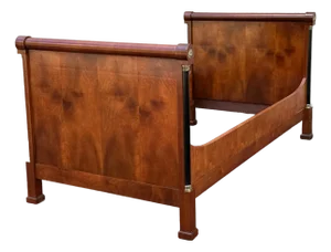 French Empire Flame Mahogany Twin Bed