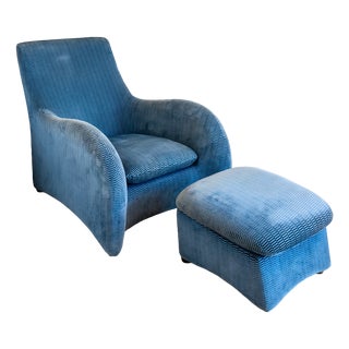 Set of Art Deco Style Loge Lounge Chair and Ottoman by Gerard van den Berg for Montis, 1980s For Sale