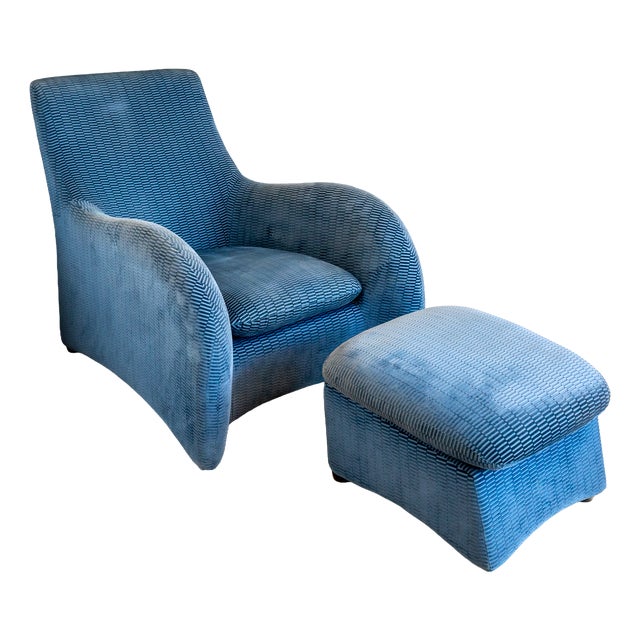 Set of Art Deco Style Loge Lounge Chair and Ottoman by Gerard van den Berg for Montis, 1980s For Sale