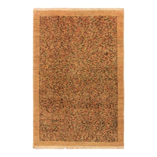 1990s Shabby Chic Gabbeh Julian Tan/Blue Wool Rug - 3'5" X 4'9" For Sale