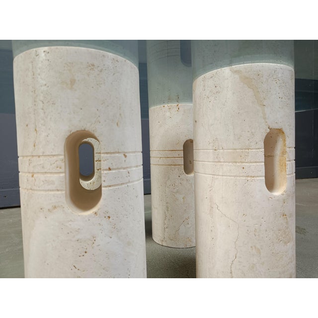 1970s Vintage Travertine and Glass Coffee Table, 1970s For Sale - Image 5 of 18