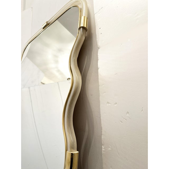 Wave Mirror in Gold "Torchon" Torciglione Murano Style Glass Design by Simoeng For Sale - Image 9 of 12