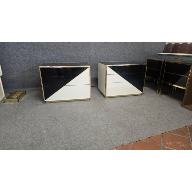 Geometric Nightstands in Birch Wood with Glass and Brass from Justfurnituress SRL, Set of 2 For Sale - Image 13 of 17