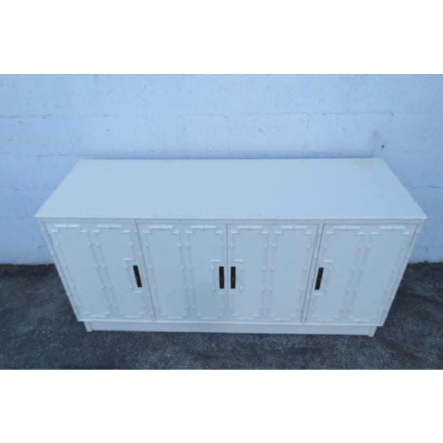 Hollywood Regency Omega Hollywood Regency Painted Faux Bamboo Buffet Server Storage Cabinet 6269 For Sale - Image 3 of 18
