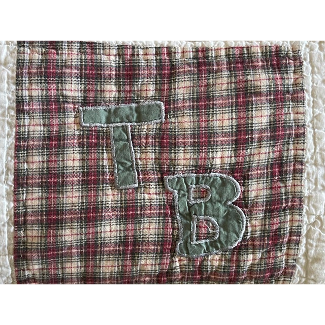 White Vintage 1980's Charming Teddy Bear Applique Patchwork Quilt For Sale - Image 8 of 9