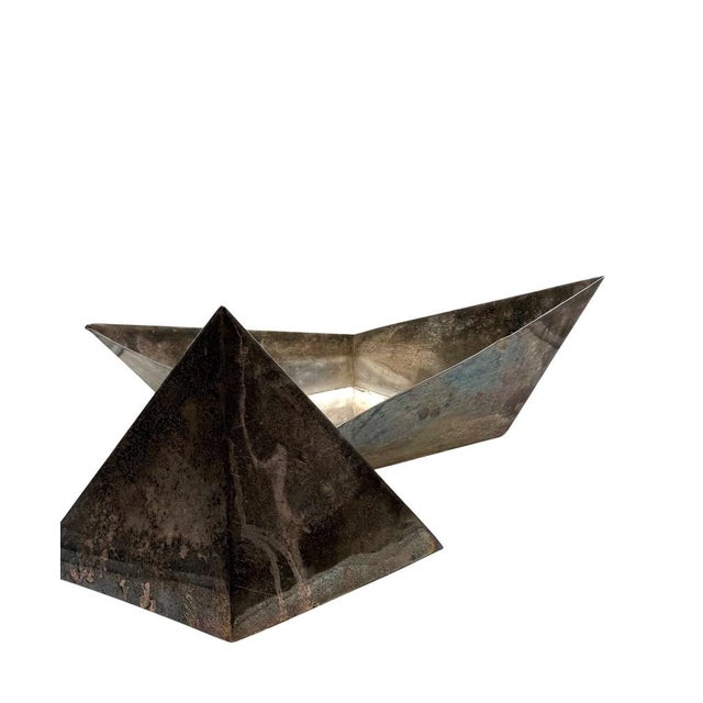 Modern Silver-Plated Paper Boat Sculpture by Aldo Cibic for Paola C., Italy, 1980s For Sale - Image 16 of 18