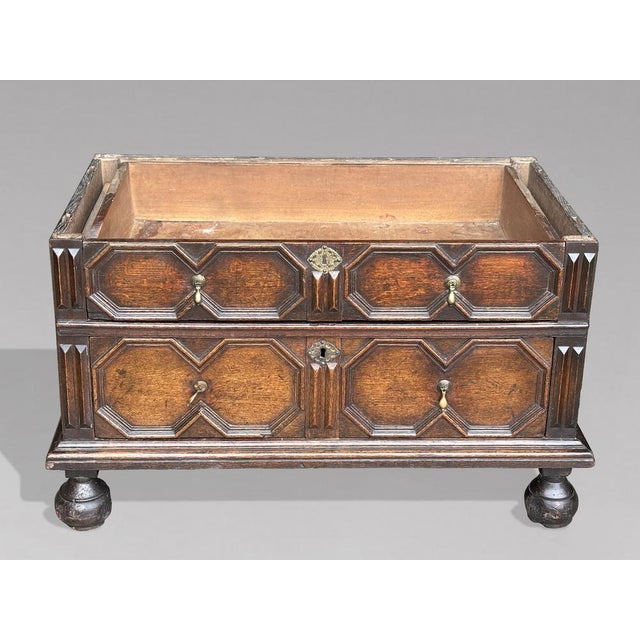 Charles II Oak Geometric Chest of Drawers, 1680s For Sale - Image 10 of 14