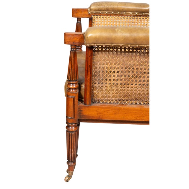 Regency Mahogany Caned Bergere And Ottoman For Sale - Image 12 of 12