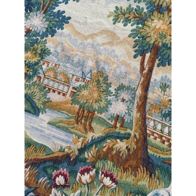Blue Vintage Silk Screen Printed Tapestry Verdure Chantilly, 1960s For Sale - Image 8 of 18