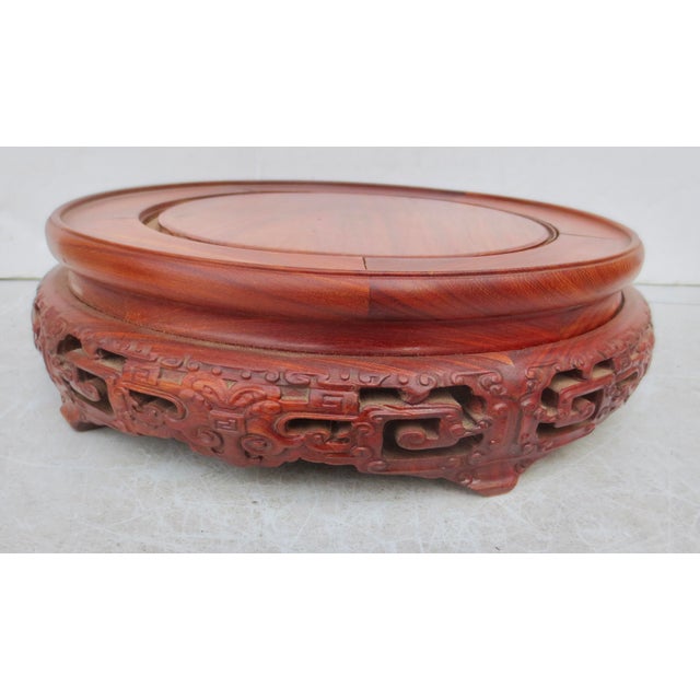 Vintage Large Chinese Hardwood Vase Stand 9" Diameter For Sale - Image 4 of 9