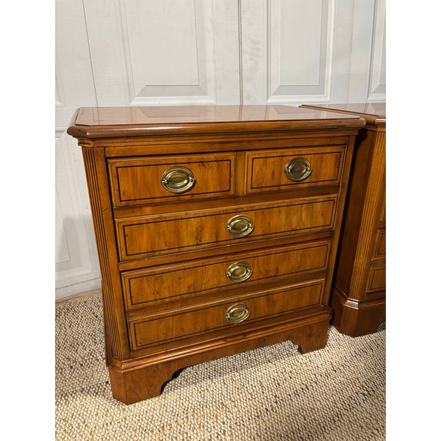 Late 20th Century Late 20th Century Yew Wood Nightstands From the Yorkshire Collection by Drexel Heritage, 2 Pieces For Sale - Image 5 of 12