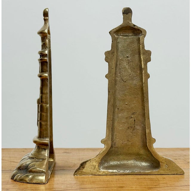 Vintage Brass Lighthouse Bookends For Sale - Image 4 of 6
