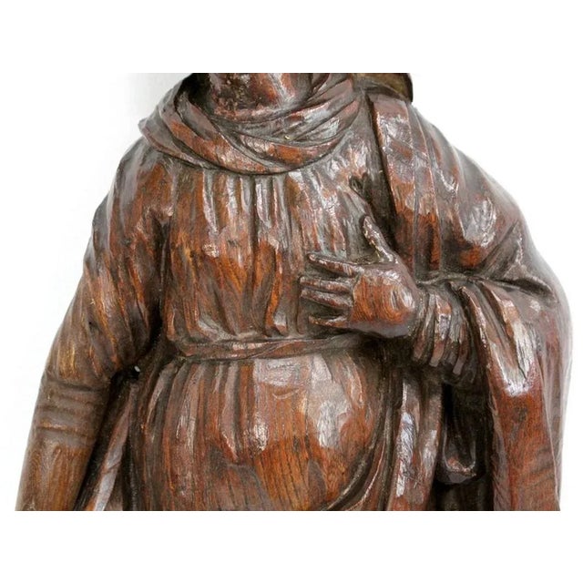 Brown Oak Statue of a Saint, 19th Century For Sale - Image 8 of 18