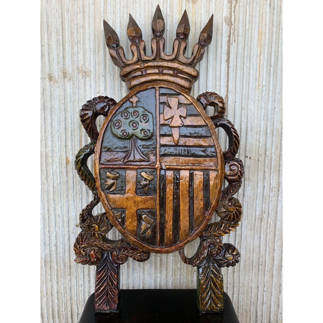 20th Century Spanish Polychromed Sgabello Carved Side Chairs - a Pair For Sale - Image 6 of 13