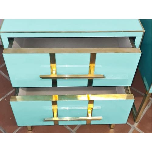 Birch and Murano Glass 2-Drawer Bedside Tables by Justfurnituress, Italy, Set of 2 For Sale - Image 4 of 6