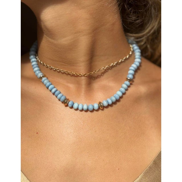 2020s Oregon Blue Opal Necklace With 14k Gold For Sale - Image 5 of 6
