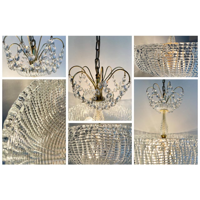 Vintage Regency Chandelier in Brass, Crystal by Kalmar for Orrefors, 1970s For Sale - Image 5 of 11