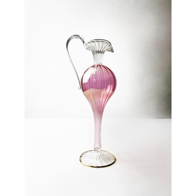 Mid-Century Modern Murano Pink Venetian Glass Pitcher, 1940s For Sale - Image 13 of 14