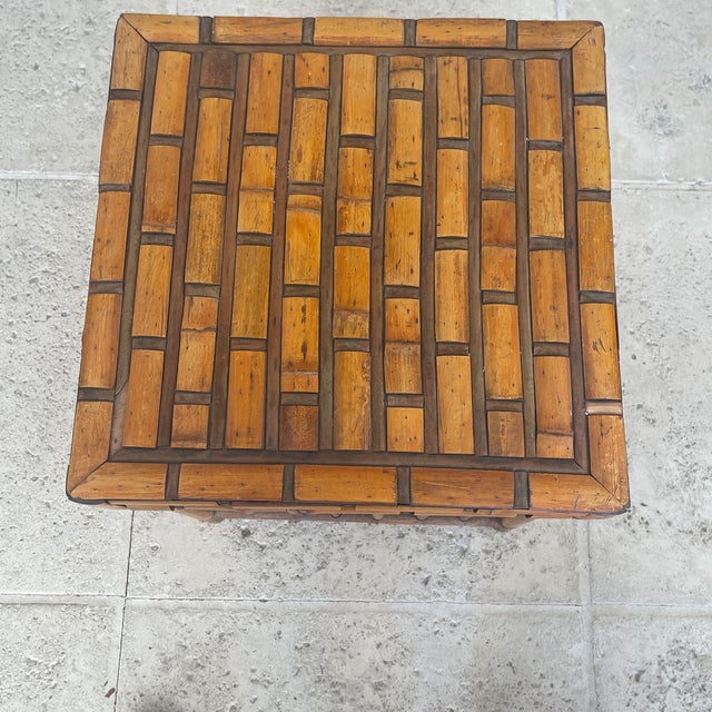 Vintage middle century from France pair of side rectangular table bamboo