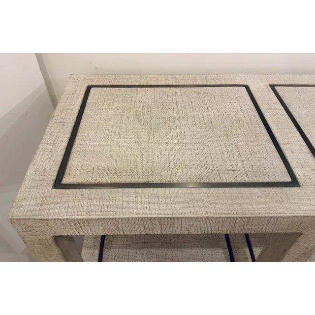 Modern Modern Lacquered Linen Finished Console Table For Sale - Image 3 of 7