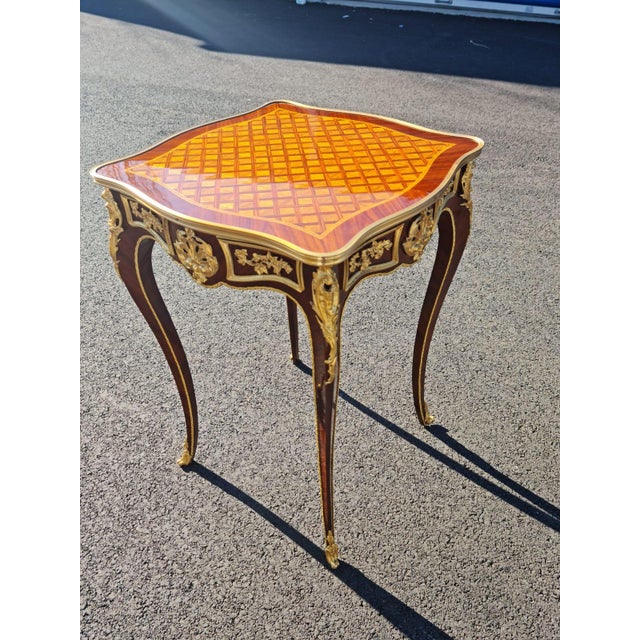 2020s French Style Parquetry Side/ Corner Table, Coffee/Tea Table For Sale - Image 5 of 13