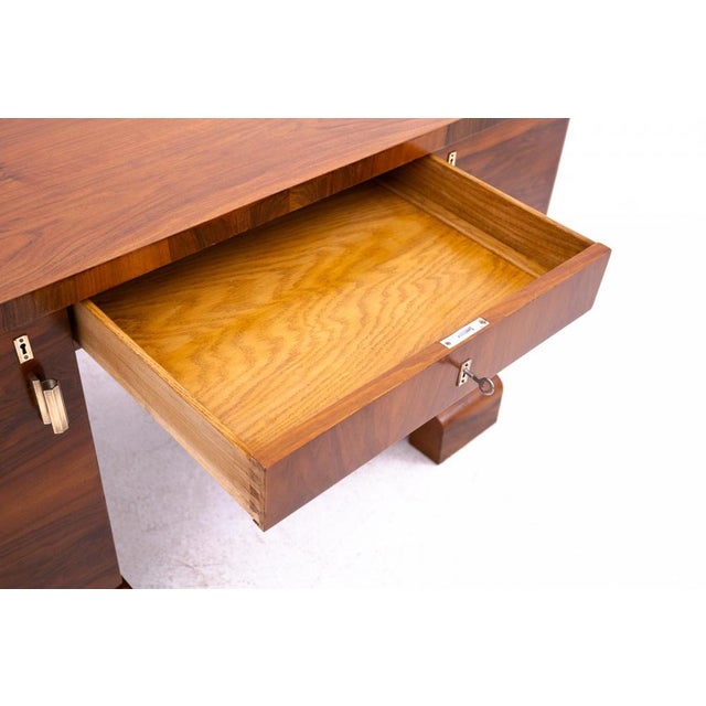 Brown Art Deco Desk, Poland, 1940s For Sale - Image 8 of 16