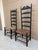 American Pair of Antique Black Painted Shaker Ladder Back Chairs With Rush Seats For Sale - Image 3 of 18